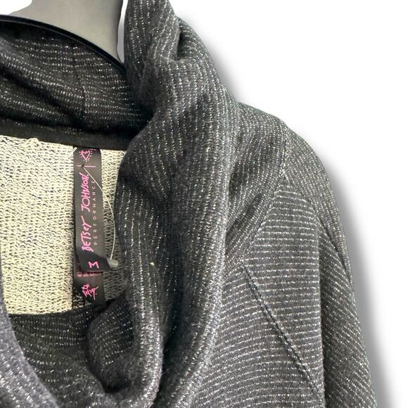 Betsey Johnson Performance Black Striped Cowl Neck Pullover Womens Size M - Picture 5 of 9